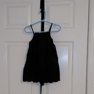 Girls' Black Spaghetti-Strap Eyelet Dress